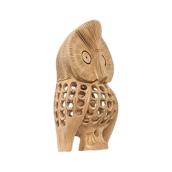 Handcrafted Wooden Front Facing Owl Sitting (4inch) - Picture 3 of 6